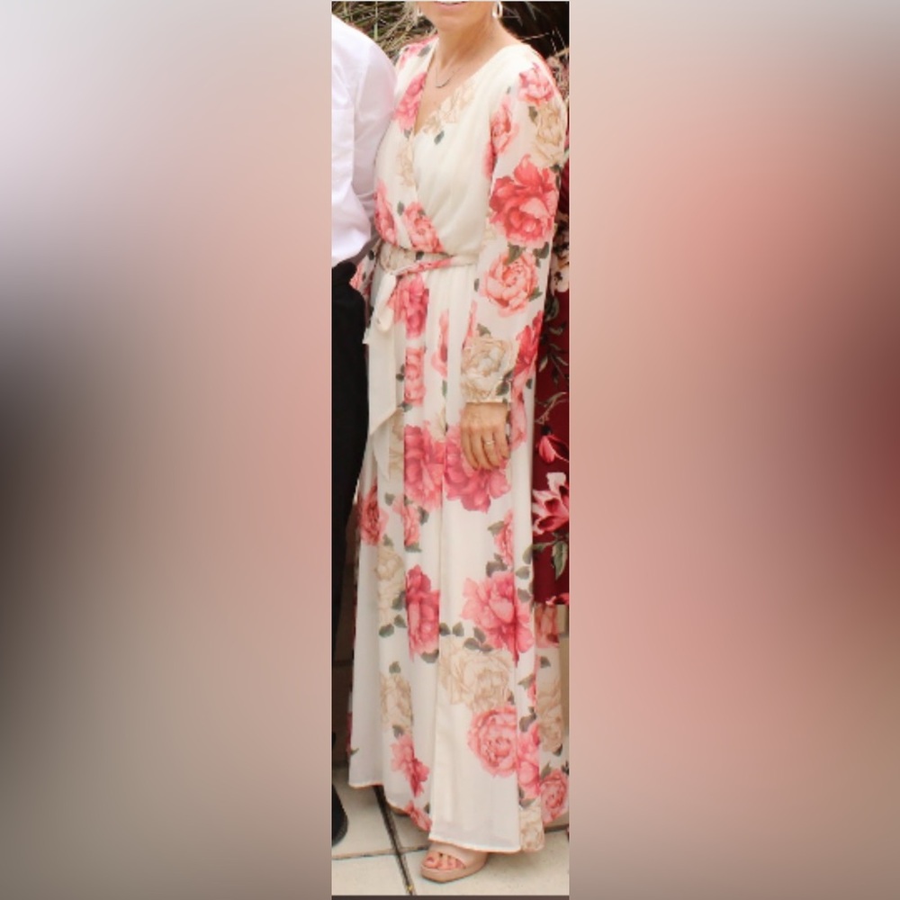 Cream and floral maxi dress
